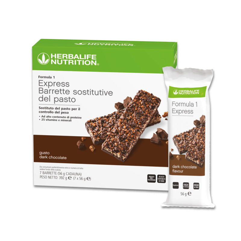 KIT refrigerato Barrette Formula 1 Express sostitutive del pasto - gusto Dark Chocolate 84 barrette 12 confezioni